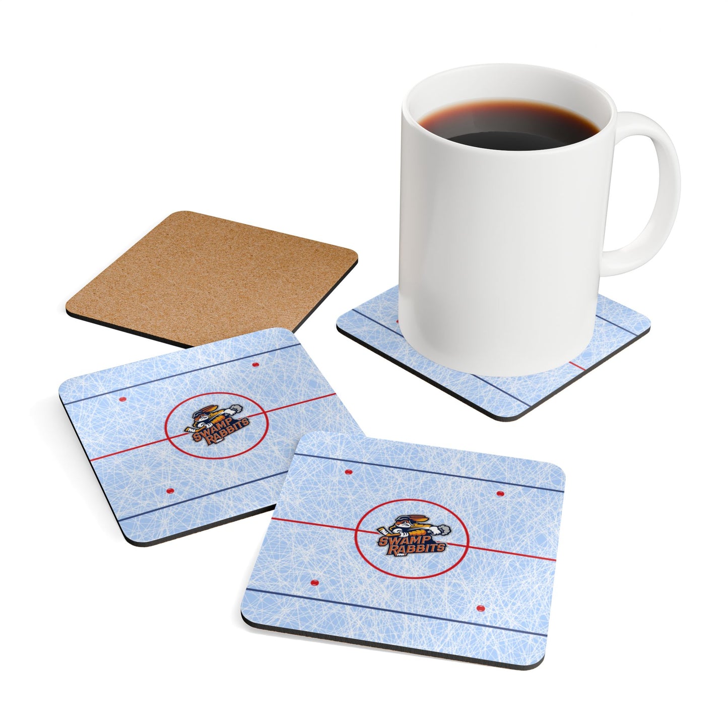 Hockey Rink Cork Coaster Set — Ice Rink Drink Coasters (4-Pack)