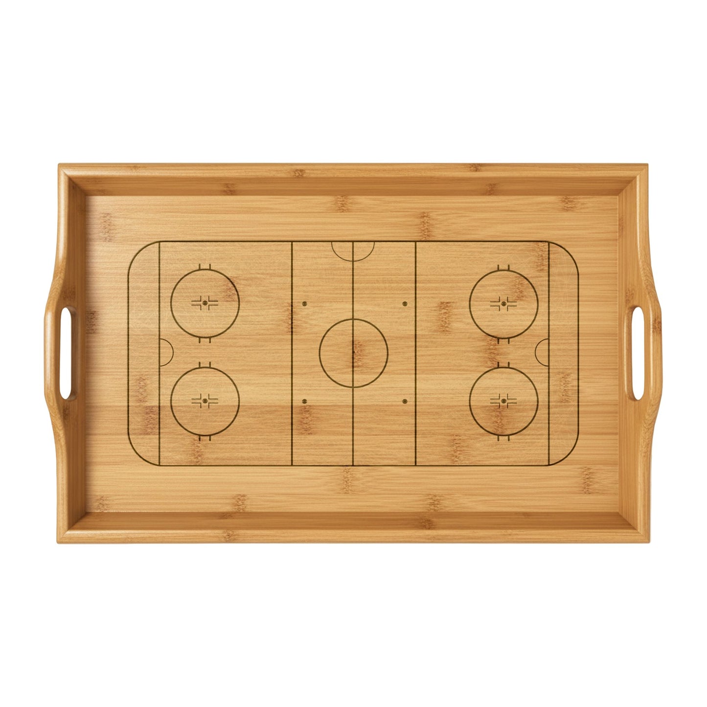 Bamboo Serving Tray — Engraved Hockey Rink Design, Snack & Game Day Hostess Tray