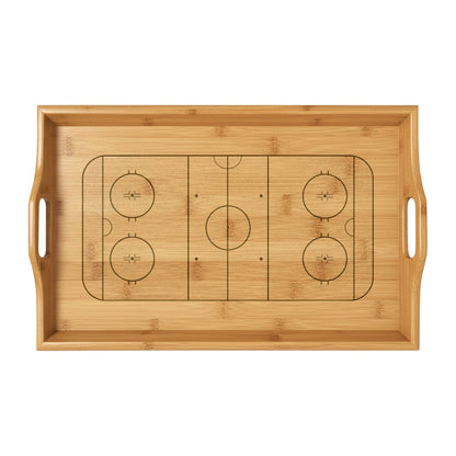 Bamboo Serving Tray — Engraved Hockey Rink Design, Snack & Game Day Hostess Tray