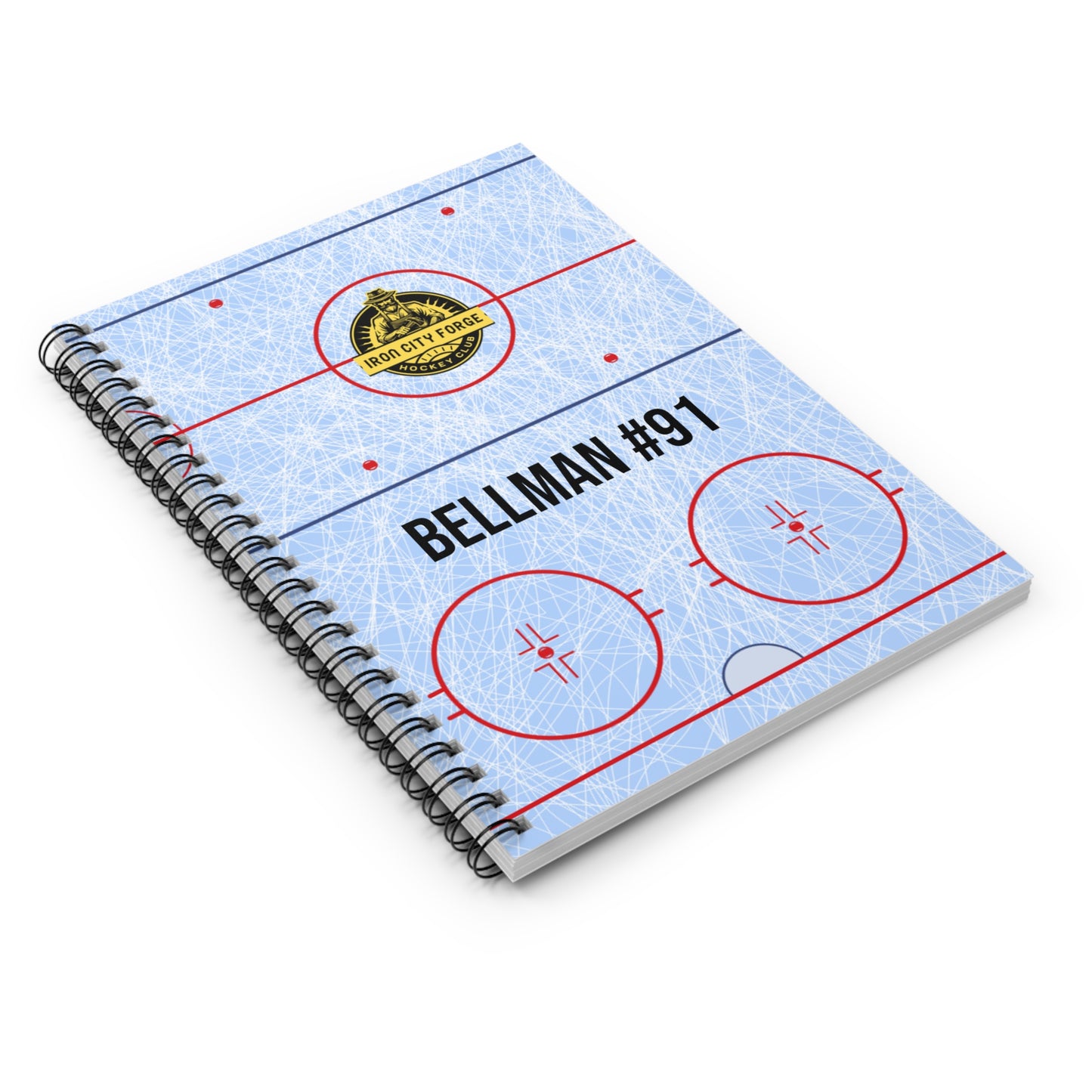 Hockey Rink Spiral Notebook — Custom Team and Player