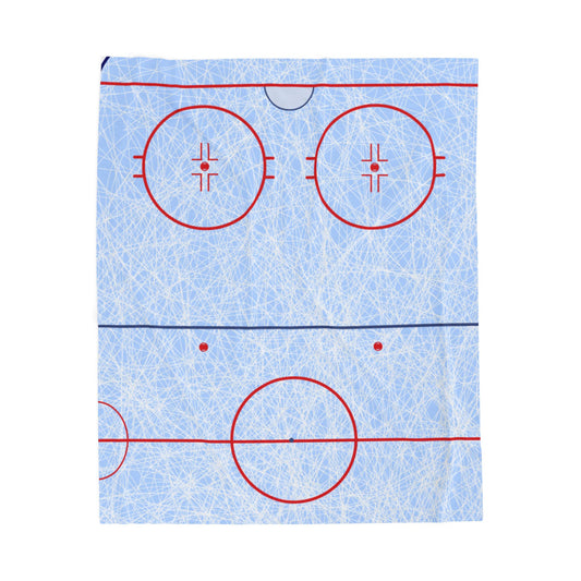 Ice Hockey Rink Velveteen Plush Blanket — Soft Hockey Field Throw for Fans & Kids