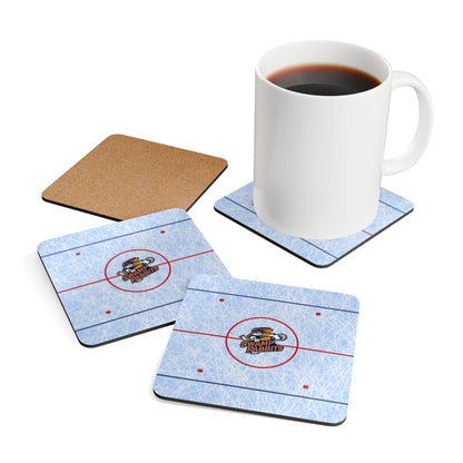 Hockey Rink Cork Coaster Set — Ice Rink Drink Coasters (4-Pack)