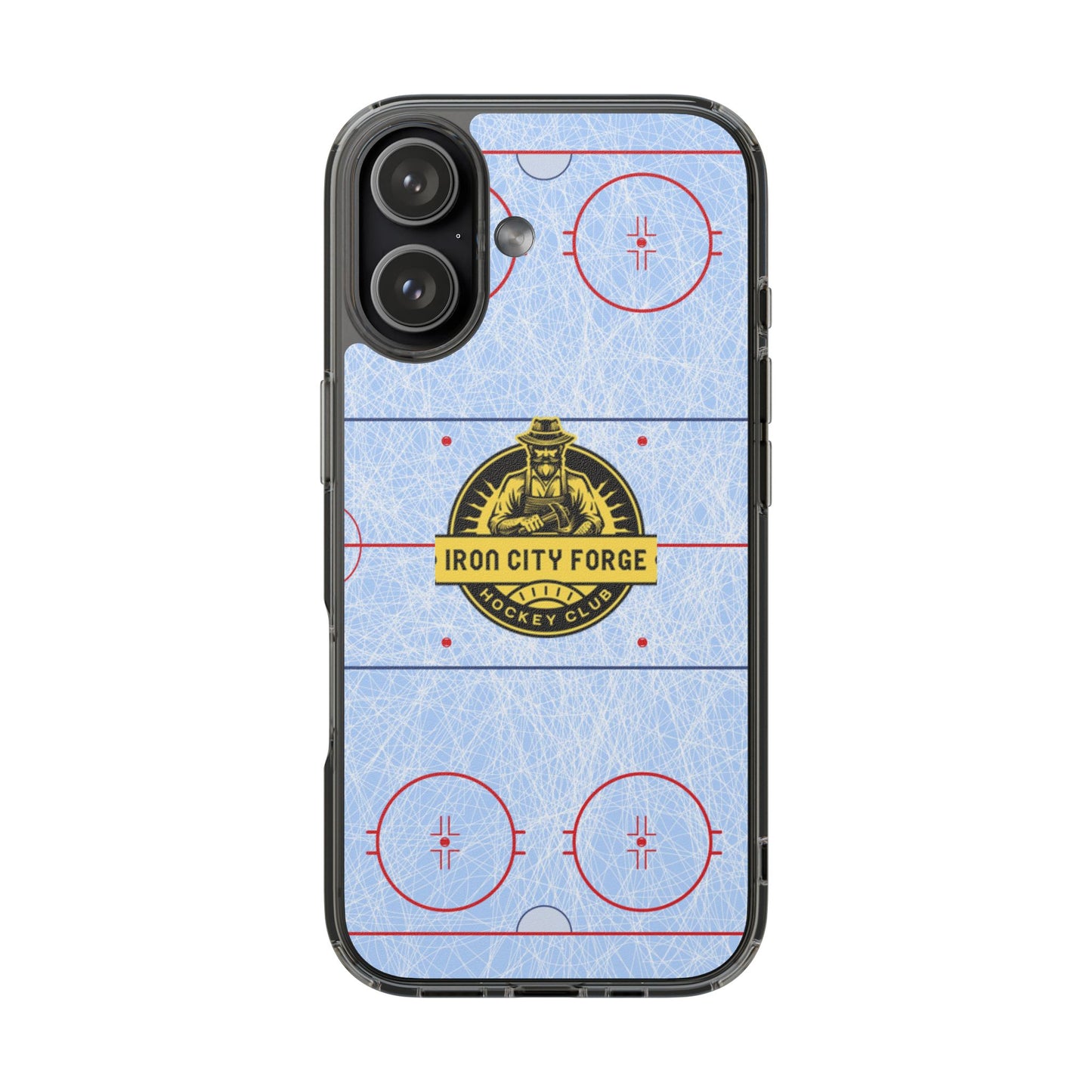 Hockey Rink Clear Impact-Resistant Phone Case — Iron City Forge Logo