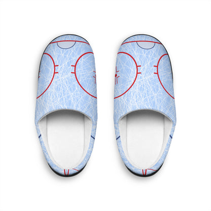 Hockey Rink Men's Indoor Slippers — Ice Arena Pattern Comfort Slip-Ons