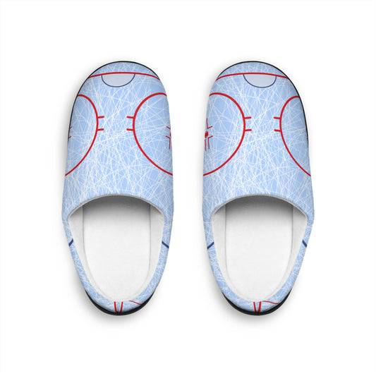 Hockey Rink Men's Indoor Slippers — Ice Arena Pattern Comfort Slip-Ons
