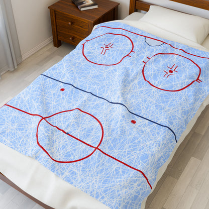 Ice Hockey Rink Velveteen Plush Blanket — Soft Hockey Field Throw for Fans & Kids