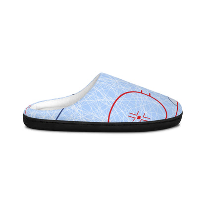 Hockey Rink Men's Indoor Slippers — Ice Arena Pattern Comfort Slip-Ons
