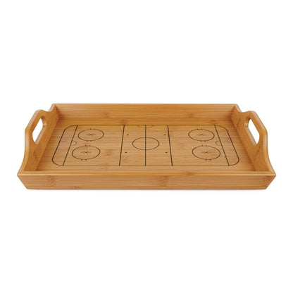 Bamboo Serving Tray — Engraved Hockey Rink Design, Snack & Game Day Hostess Tray