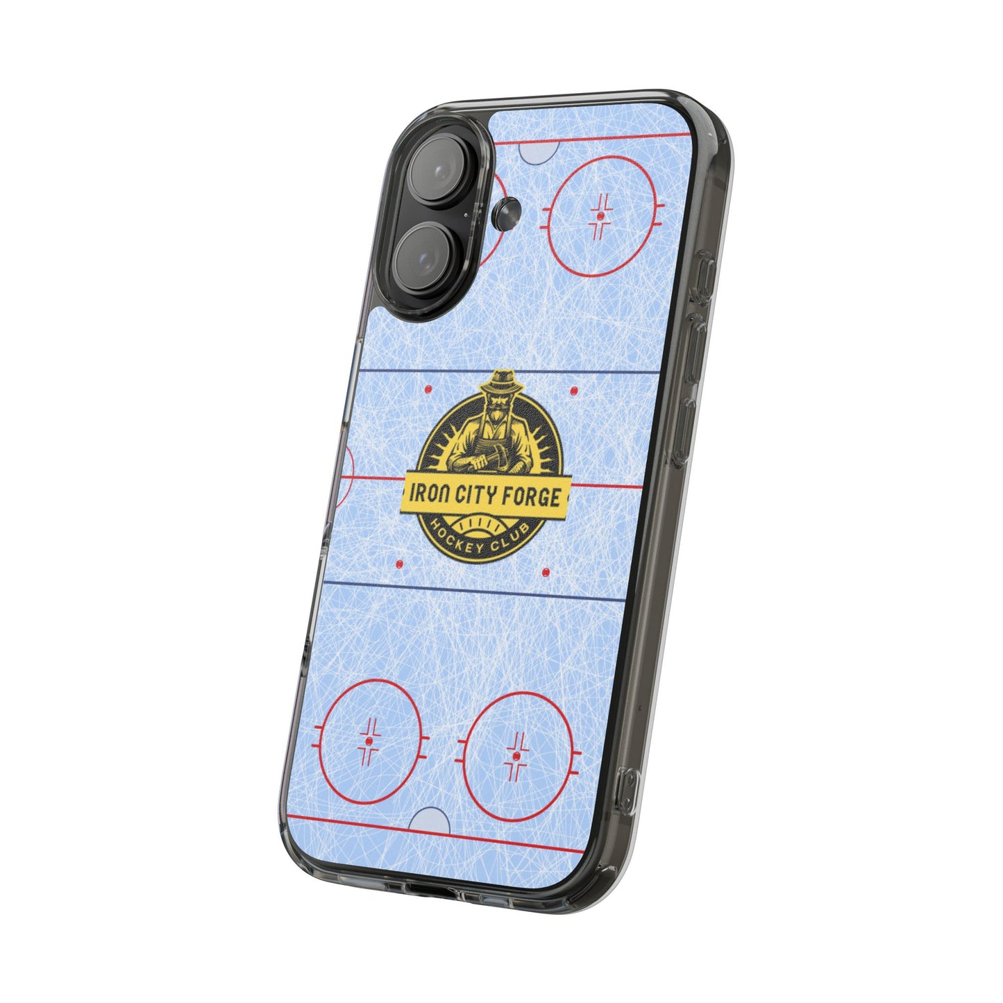 Hockey Rink Clear Impact-Resistant Phone Case — Iron City Forge Logo