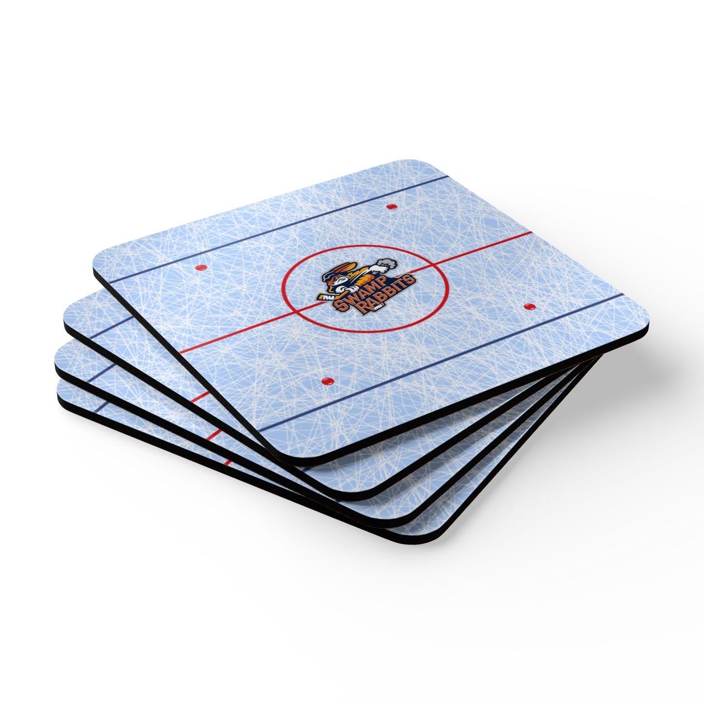 Hockey Rink Cork Coaster Set — Ice Rink Drink Coasters (4-Pack)
