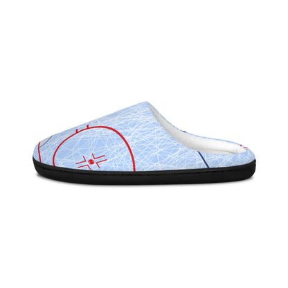 Hockey Rink Men's Indoor Slippers — Ice Arena Pattern Comfort Slip-Ons
