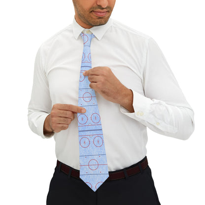 Ice Rink Pattern Necktie - Hockey Arena Design Tie for Fans & Coaches